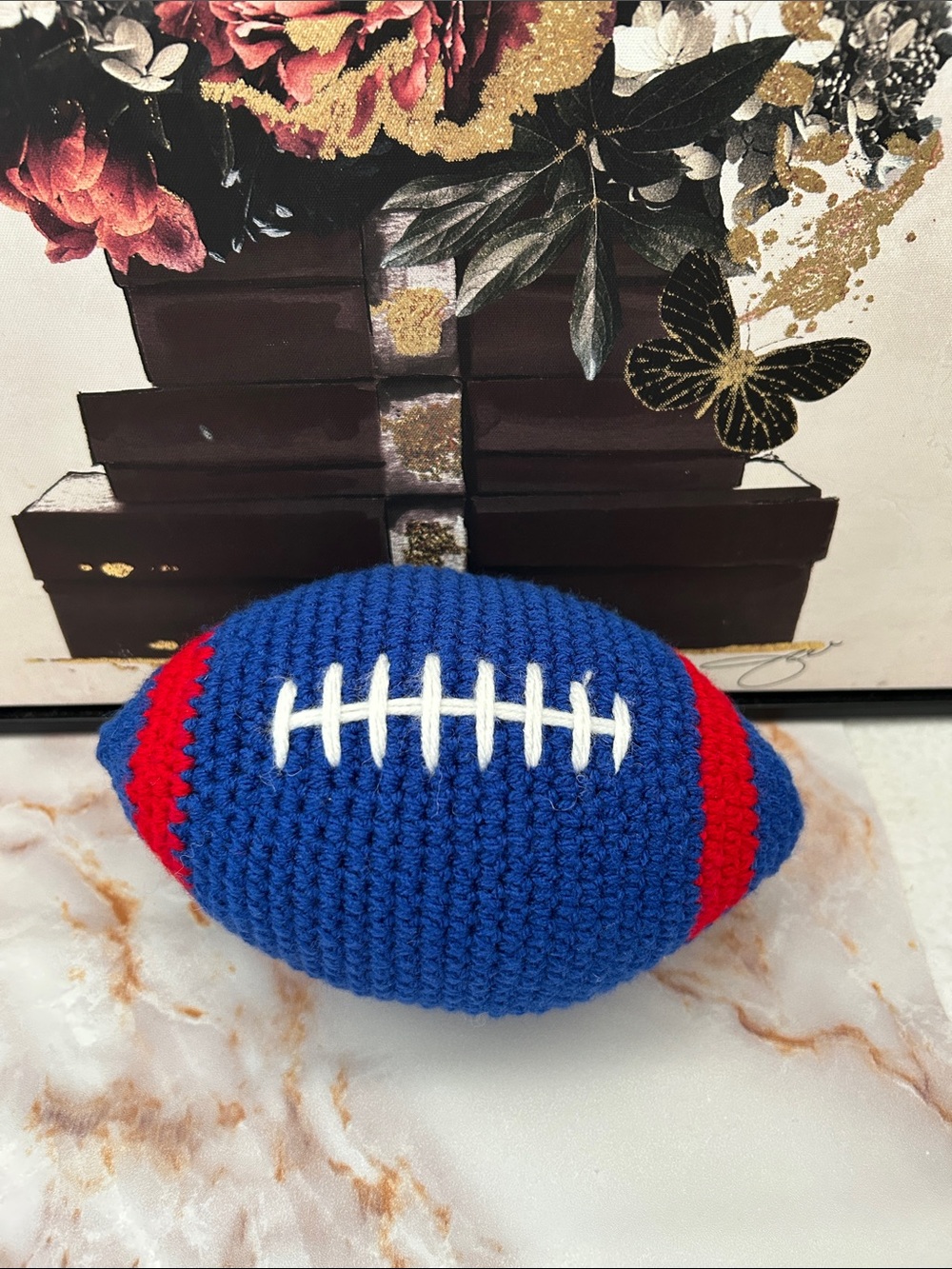 Crochet football plush (brown/white) customs available all made to order - Picture 6 of 7